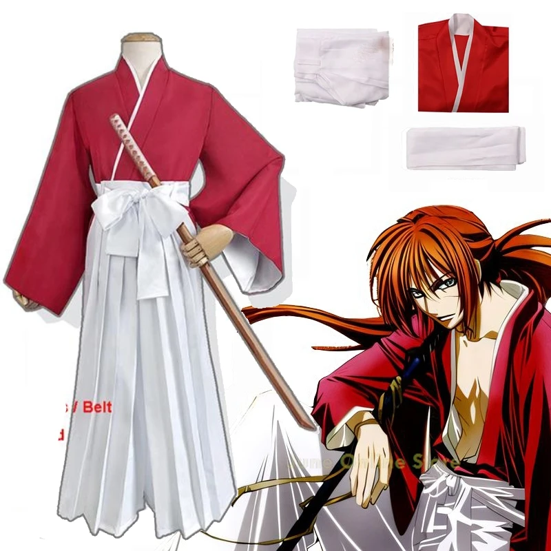 Rurouni Kenshin Himura Kenshin Cosplay Costume Wig Himura Kimono Haori Kendo Outfit Halloween Anime Classic Cosplay Uniform Suit