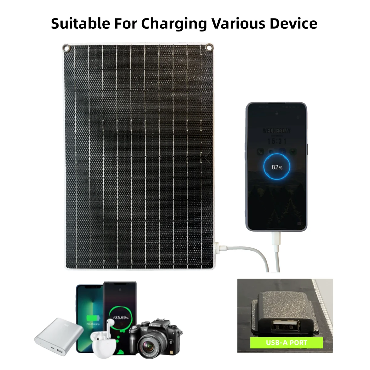 BAISCXST Outdoor Powerful Portable Solar Panel 5V 12W Battery Phone Charger 9V 12V For USB A C Power Bank