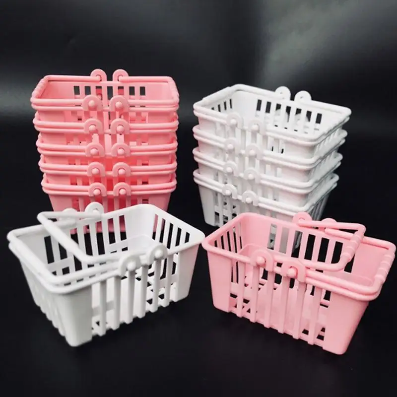 5pcs Mini Shopping Baskets Figurines Photo Props 1:12 Scale Models for Crafts Decor