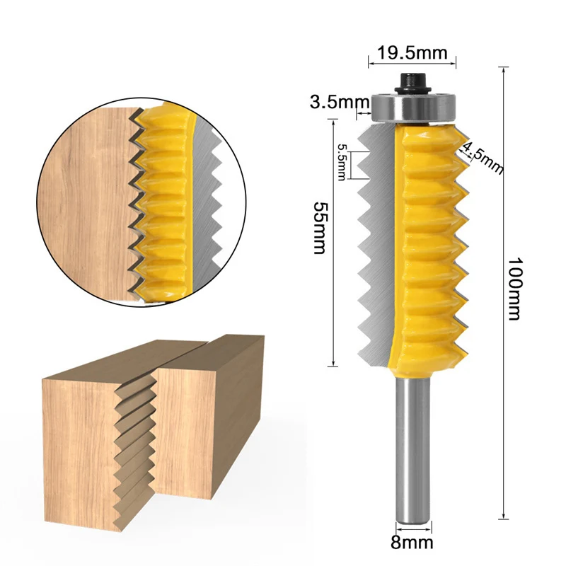 Multi-tooth Tenon V Joint Milling Cutter Wooden Tenon Finger Joint Glue Raised Panel 8mm Shank Woodworking Cone Tenoning Bits