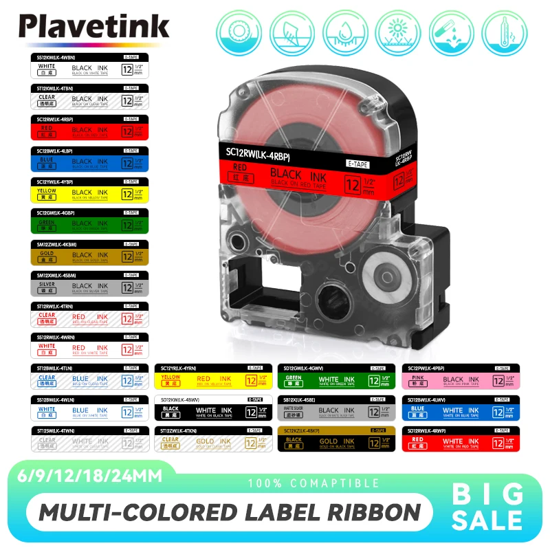 

22 Color Tapes For Epson SS9KW ST12KW SC12RW SD12KW SC12YW Label Tape 12mm For King Jim Epson LW-500 LW-400 LW-700 label maker