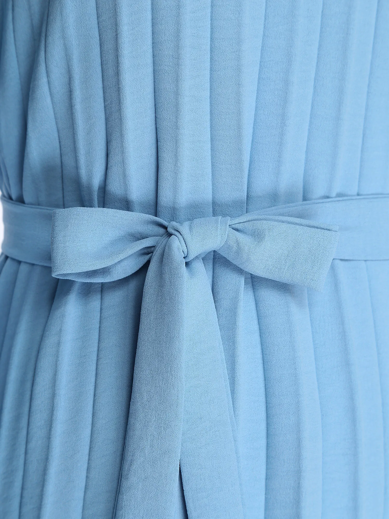 Minivestido liso para mujer, vestido plisado bohemio, elegante vestido plisado con cinturón acampanado de manga larga, vestido acampanado, ropa para mujer