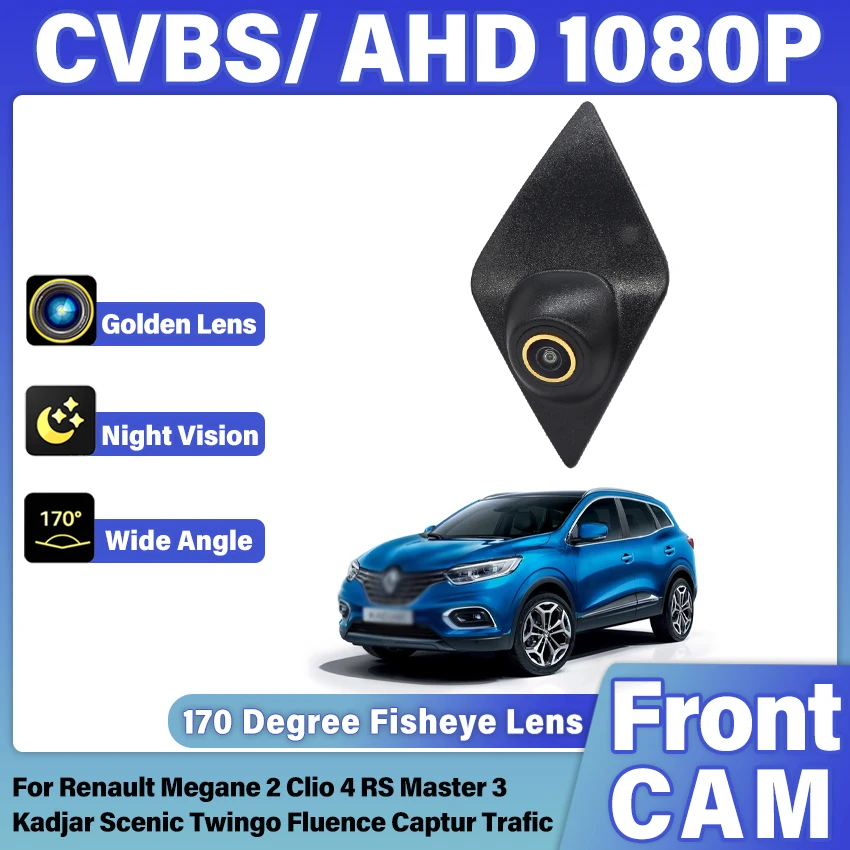 AHD 1080P 170° Car Front View Camera For Renault Megane 2 Clio 4 RS Master 3 Kadjar Scenic Twingo Fluence Captur Trafic Fisheye