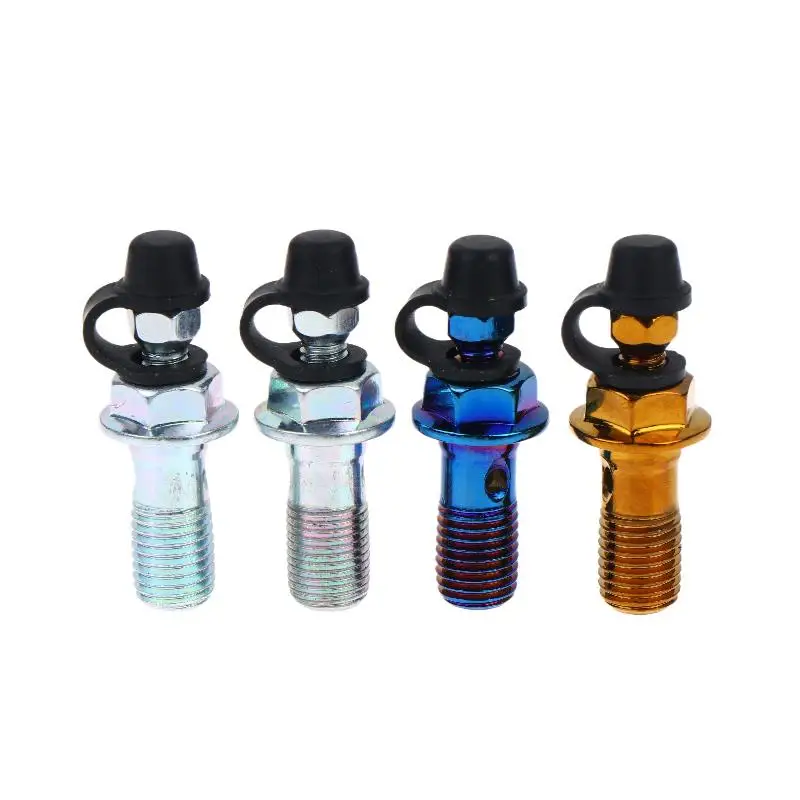 1Set Motorcycle Accessories Brake Bleed Screw Banjo Bolt M10*1.25mm /1.0mm Air Release Brake Caliper Cylinder Screw