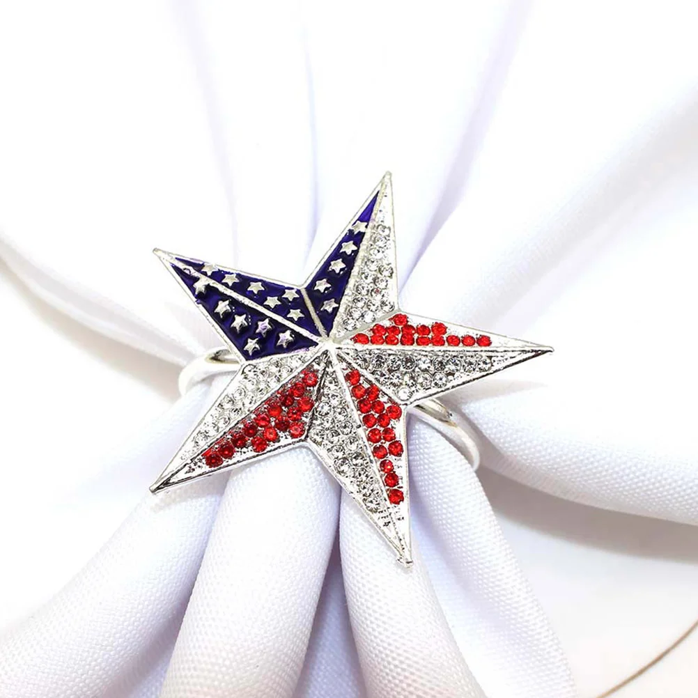 

6 шт., кольцо для салфеток в форме звезды, креативная пряжка, держатель для салфеток на день независимости, украшение стола, застежка для салфеток