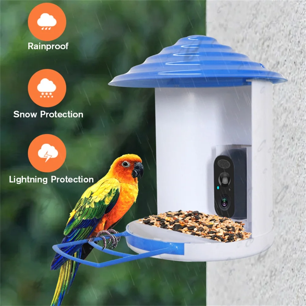 

Powered AI Intelligent 1080P Video Bird Camera Outdoor Waterproof Solar Automatic Bird Feeders for Wildlife Gazebo Feeding