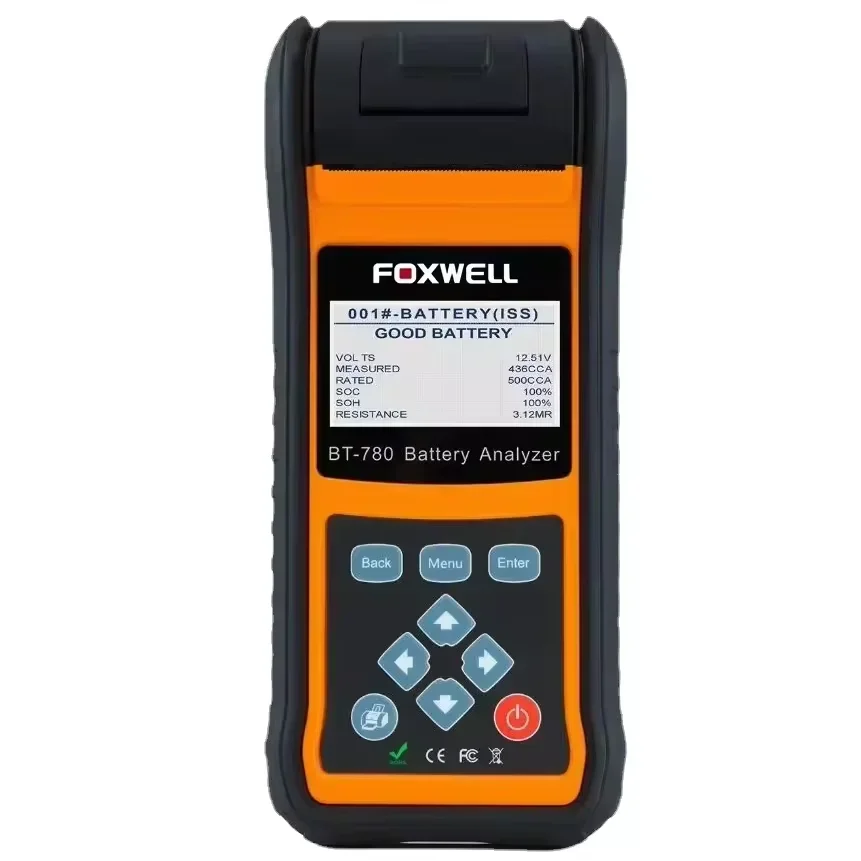 FOXWELL BT780 12V Battery Tester 0-1000A Car AGM GEL EBP Batteries Analyzer Built-in Printer car accessories battery monitor