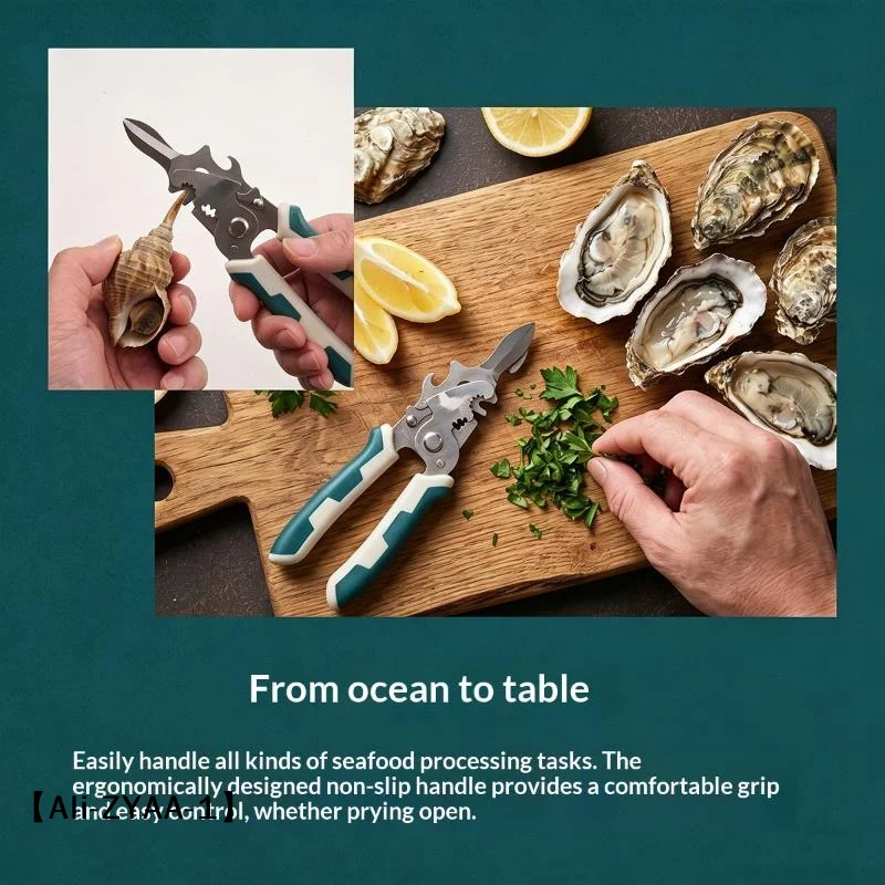 【A】Non-slip Handle Stainless Steel Oyster Knife Thickened Multi-purpose Shellfish Opener Seafood Shucking Tool