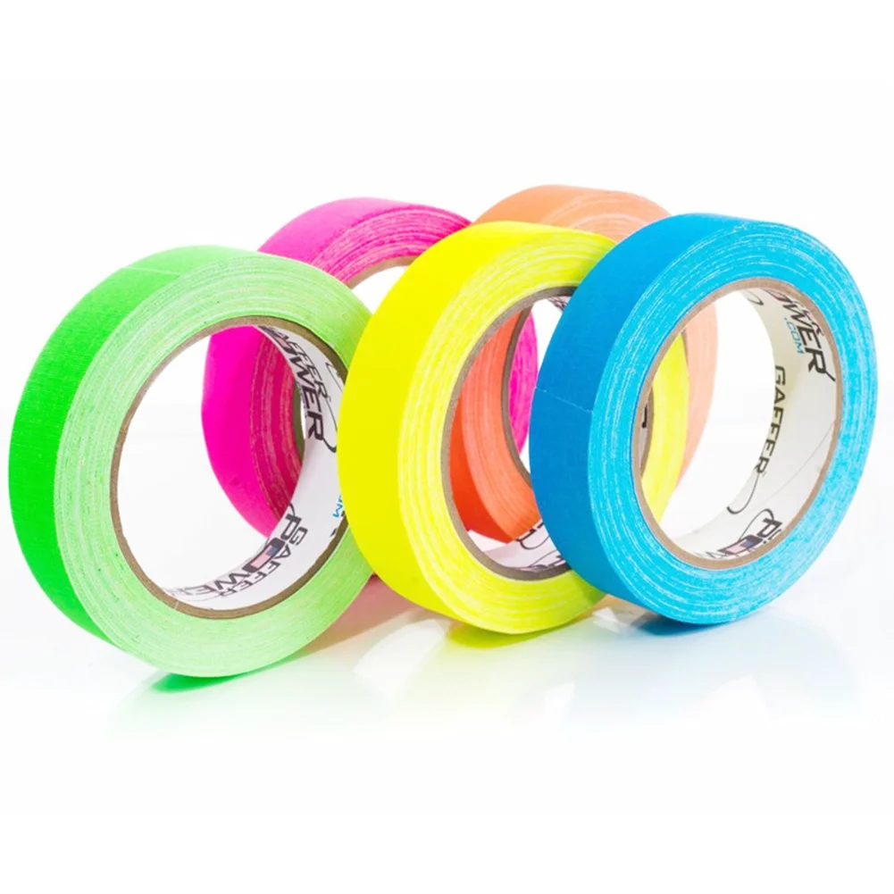 5pcs/Set Fluorescent Tape UV Blacklight Reactive Glow In The Dark Tape Neon Gaffer Tape Safety Warning For Home Decor