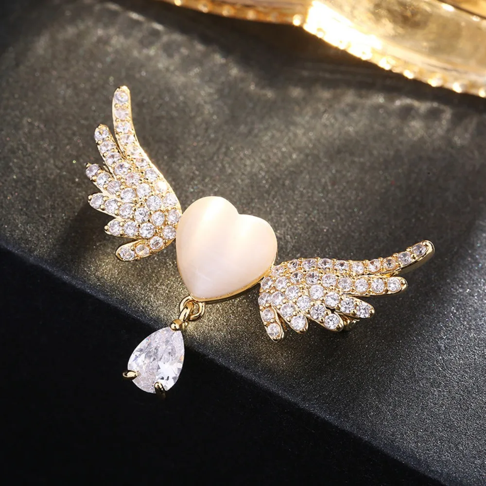 رائعة Bowknot دبابيس مزاجه حجر الراين أجنحة الملاك دبابيس السلامة وشاح حريري مشبك مجوهرات الحفلات الملابس والاكسسوارات #1