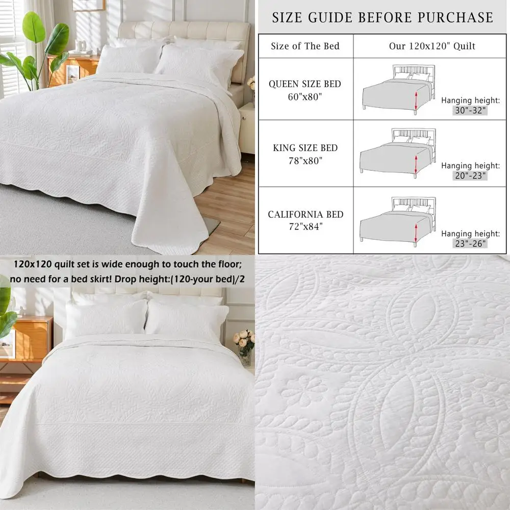 

Хлопковое одеяло большого размера King - комплект постельного белья с рисунком белой монеты, 120x120, 3 предмета, предварительно моющийся легкий вес