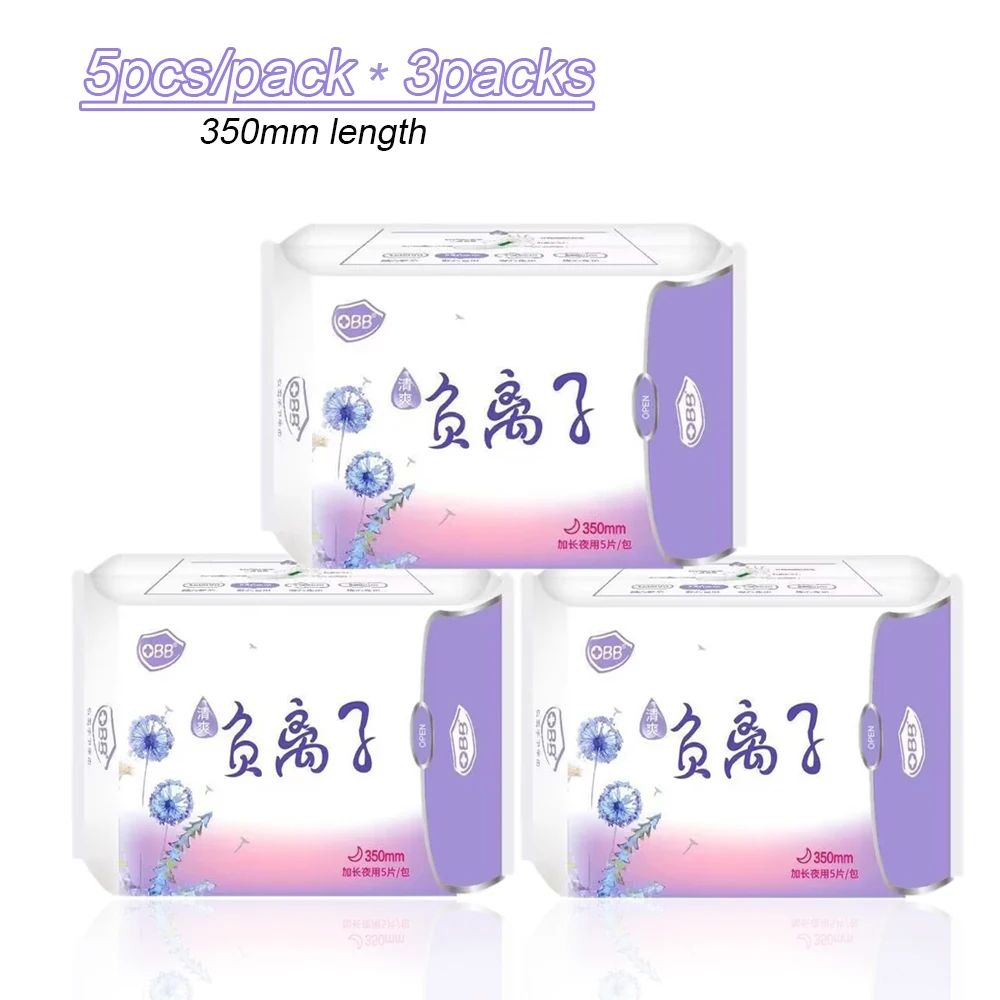 3packs Anion Sanitary Napkin Ladies Sanitary Towel for Sleeping Women Panty Liners XL-Size Menstrual Panties Pads Period Pads