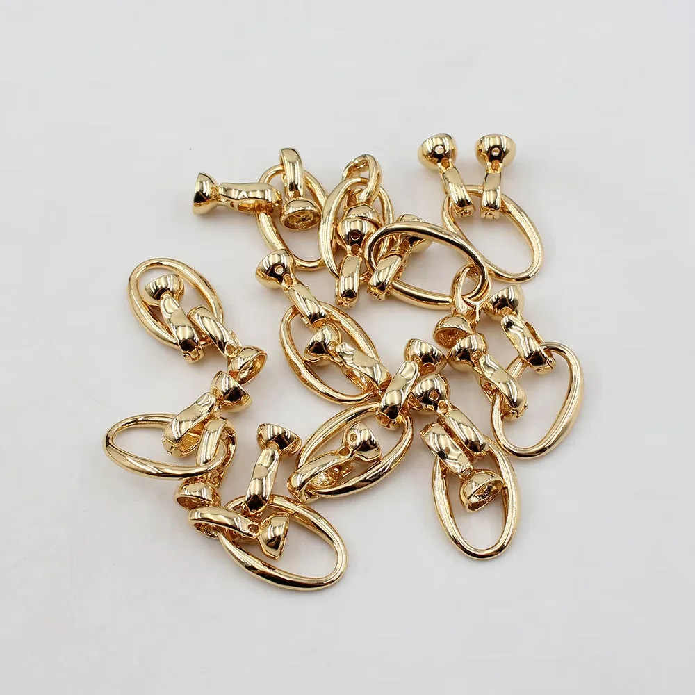 

10 Pcs Circle Oval Copper Yellow Gold Plated Clasps For Pearl Bracelets Necklaces Making DIY Craft Accessories