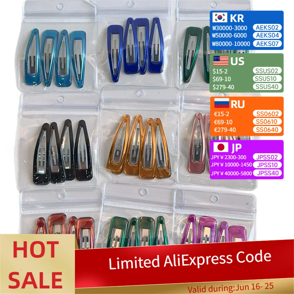 

4/set of New Transparent Jelly Colored Hollow Water Drop BB Clip Hairpin Fashionable Clip Hair Accessories for Women