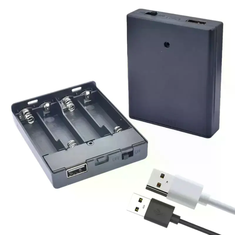 1Pcs USB Power Supply Battery Box Portable Mini 4AA Battery Holder Storage Box Case For LED Strip Light Accessories