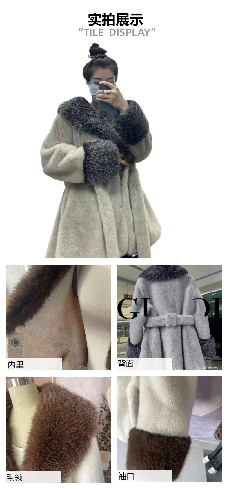 Luxury High Quality New Large Fur Collar Fur Coat Belt Slim Jacket Women Winter Warm Eco-Friendly Mink Fox Fur Coat Premium Tops