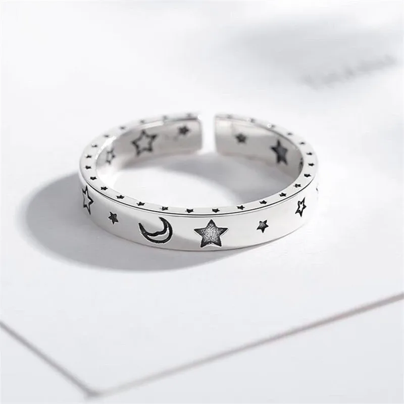 

925 Sterling Silver Star Moon Woman Rings Luxury Jewelry Accessories Wholesale Trending Products