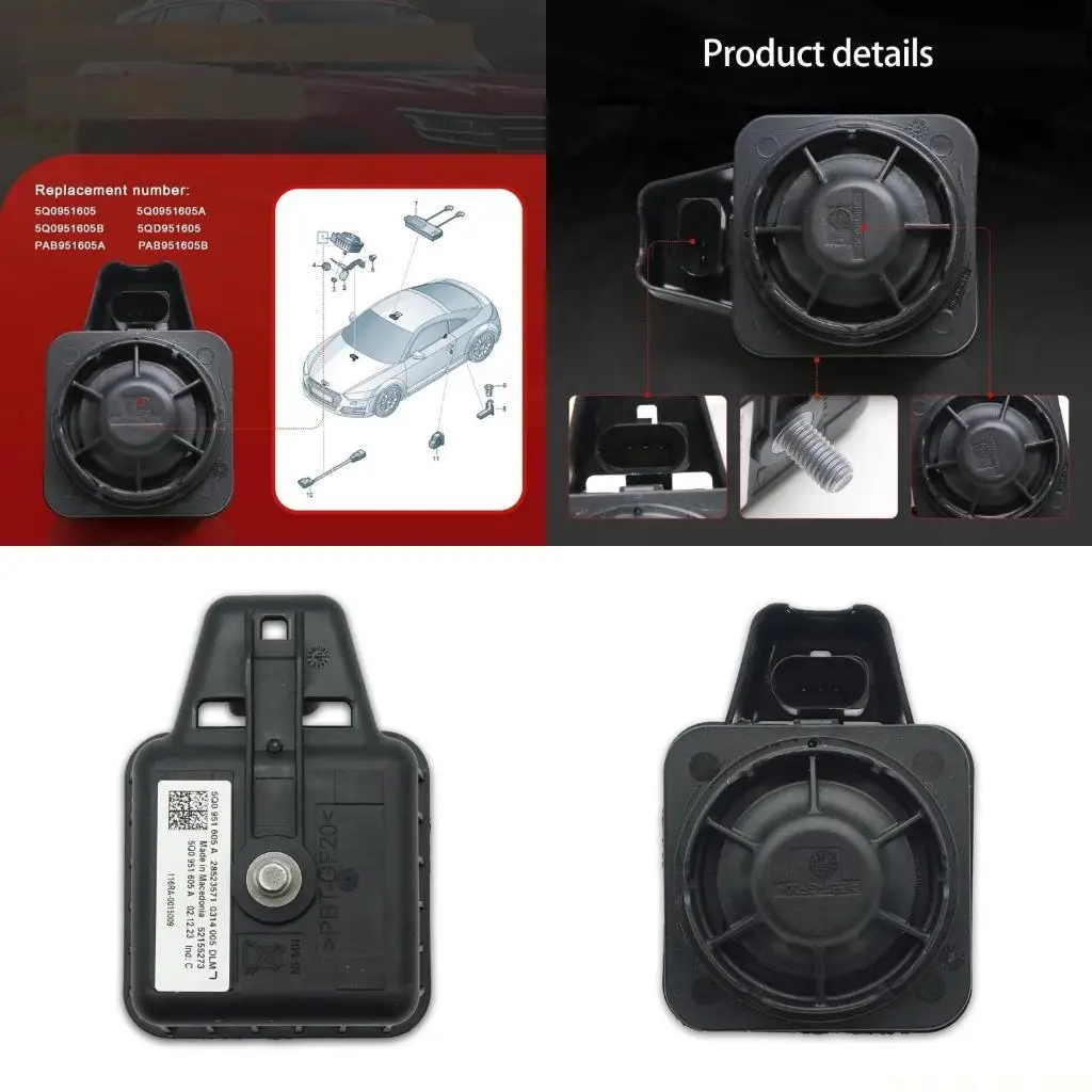 J0MA Easy Installation 12V Car Security Alarm Horn 3 Pin Plug Construction 5Q0951605A 5Q0951605B PAB951605A PAB951605B