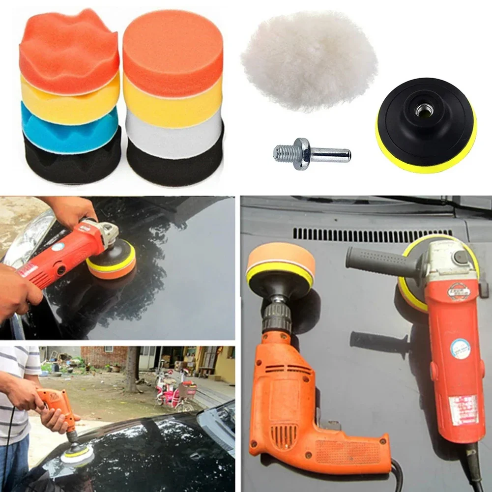 1/11Pcs Buffing Pad Set Thread 3inch Auto Car Repair Polishing pad Kit for Car Polisher+Drill Adaptor Power Tools accessories