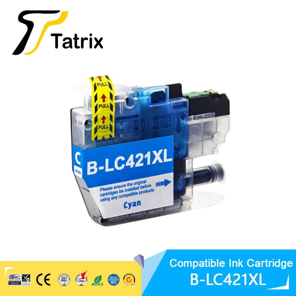 Tatrix Hoge capaciteit LC421XL LC421 421XL Compatibele Inktcartridge Voor Brother DCP-J1050DW MFC-J1010DW DCP-J1140DW printer