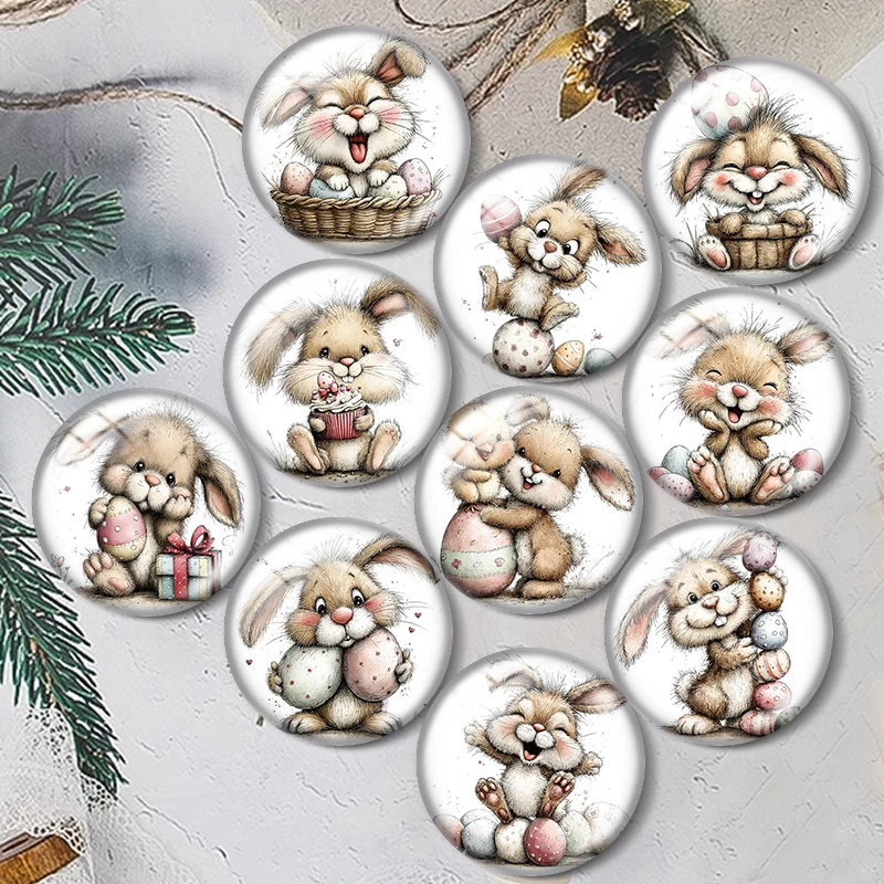 Bunny Easter 12/18/20/25mm glass cabochon  bracelet pendant rings for jewelry demo earrings back Making findings