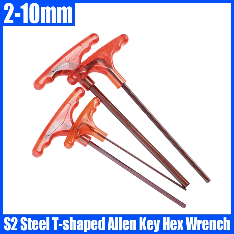 1/8PCS 2MM-10MM T-shaped Allen Key High Hardness S2 Hexagon Wrench Universal Screwdriver Flat Head T-Handle Portable Repair Tool