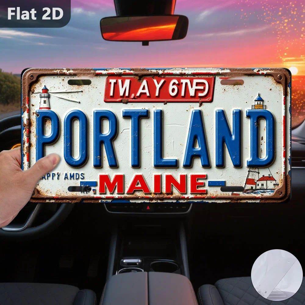 1pc, Only for Decoration Decoration, Portland Maine License Plate, Retro Metal Decor, License Plate Shaped, Resort City Sign,