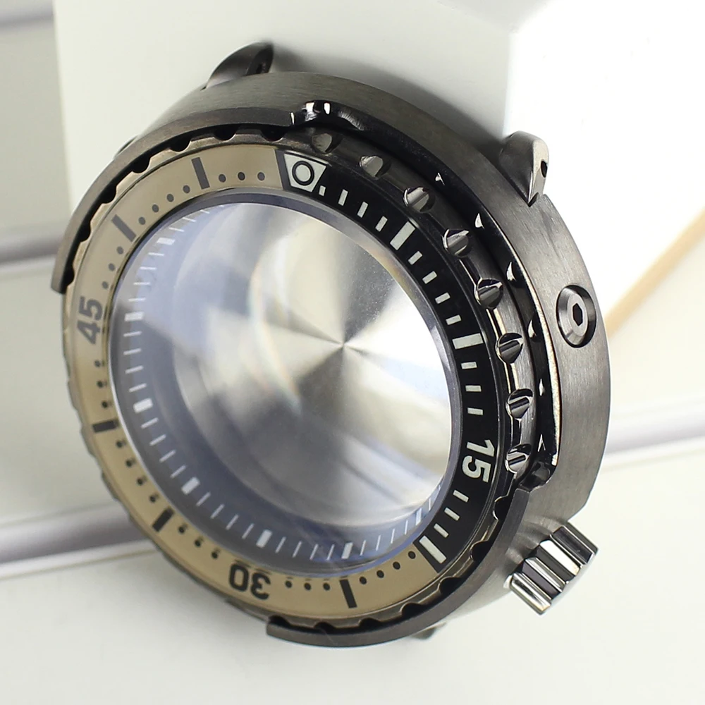 Gun 20ATM 47mm Leuchtendes Tuna-Gehäuse mit Saphirglas für Taucheruhren, passend für Seiko NH35 NH36 NH38 NH34 4R36 Automatikwerk, Uhrenmodifikation – Detail 3