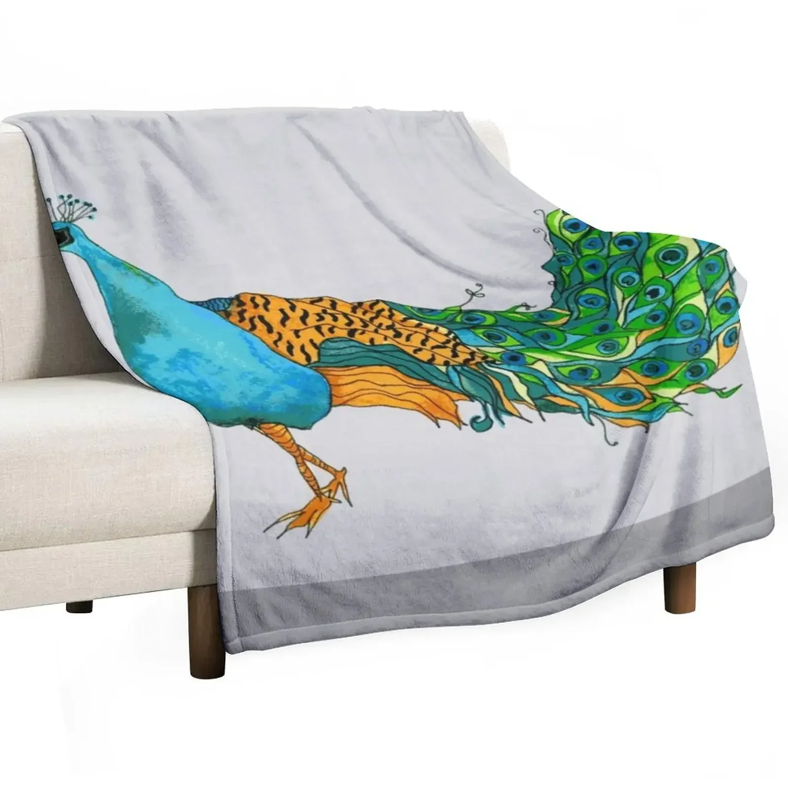 

Peacock Watercolour Illustration Throw Blanket Blankets For Sofas Personalized Gift Thermals For Travel for winter Blankets