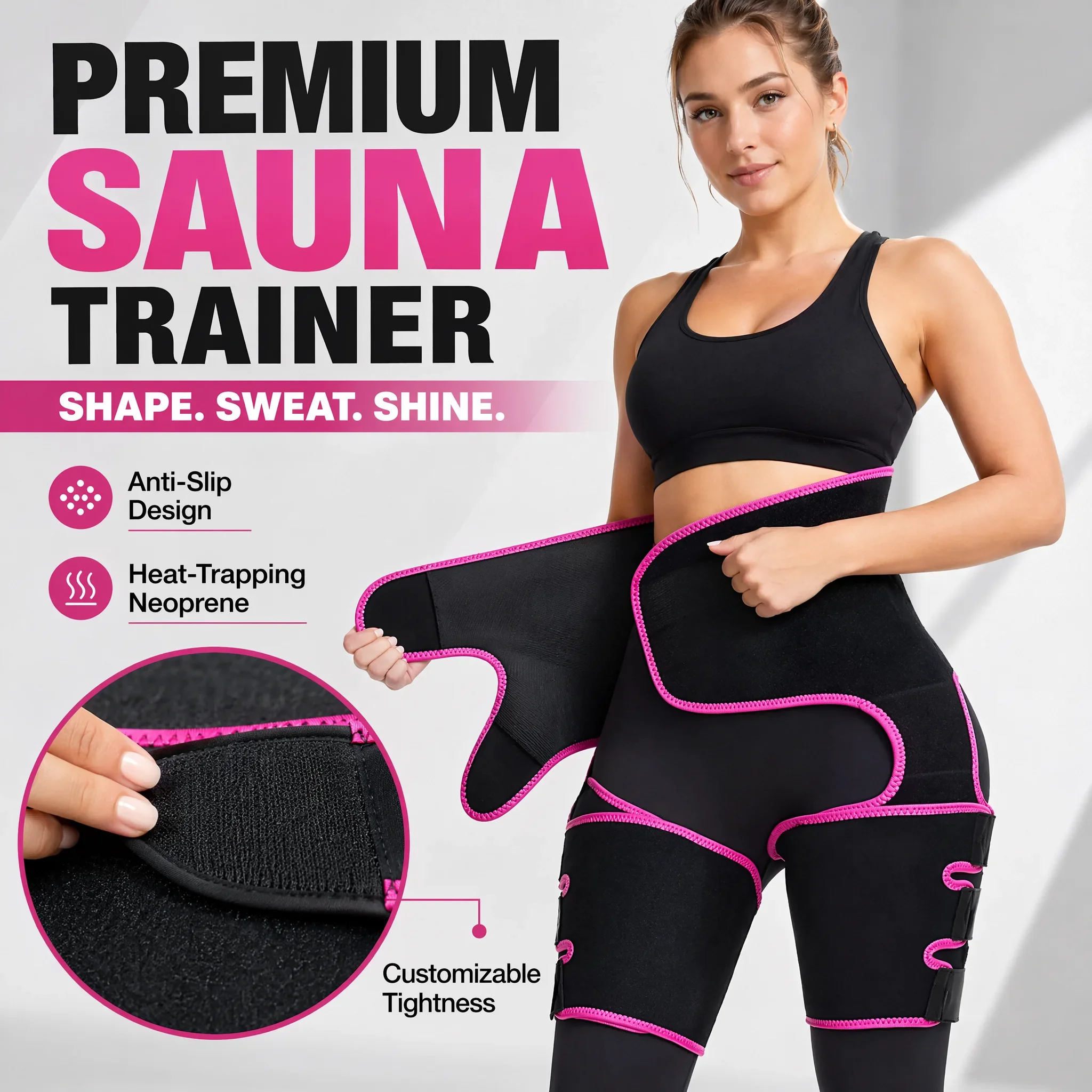 Neoprene Sauna Sweat Shorts Women 3-in-1 Body Shaper Waist Cincher Butt Lifter Thigh Trimmer Fitness Workout Slim Underwear view 3