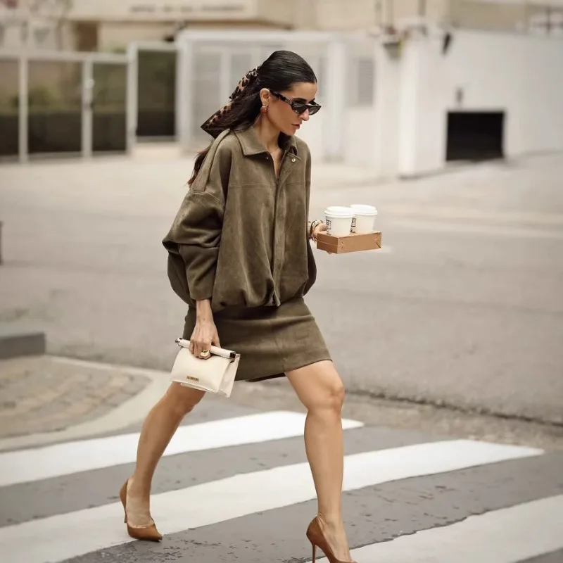 Personalisierter High-End-Retro-Neuer Frühlings- und Herbstmantel für Damen, modische Pilotenjacke mit Fledermausärmeln und Reißverschluss, modisches Damenoberteil