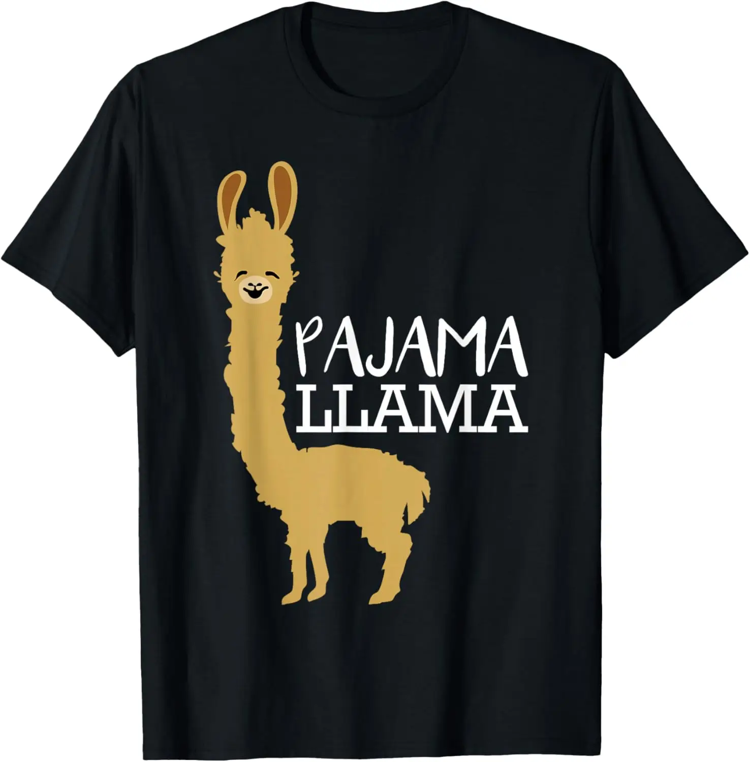 

Pajama Llama Graphic Tee Cute Cartoon Animal Print Casual Round Neck T-Shirt