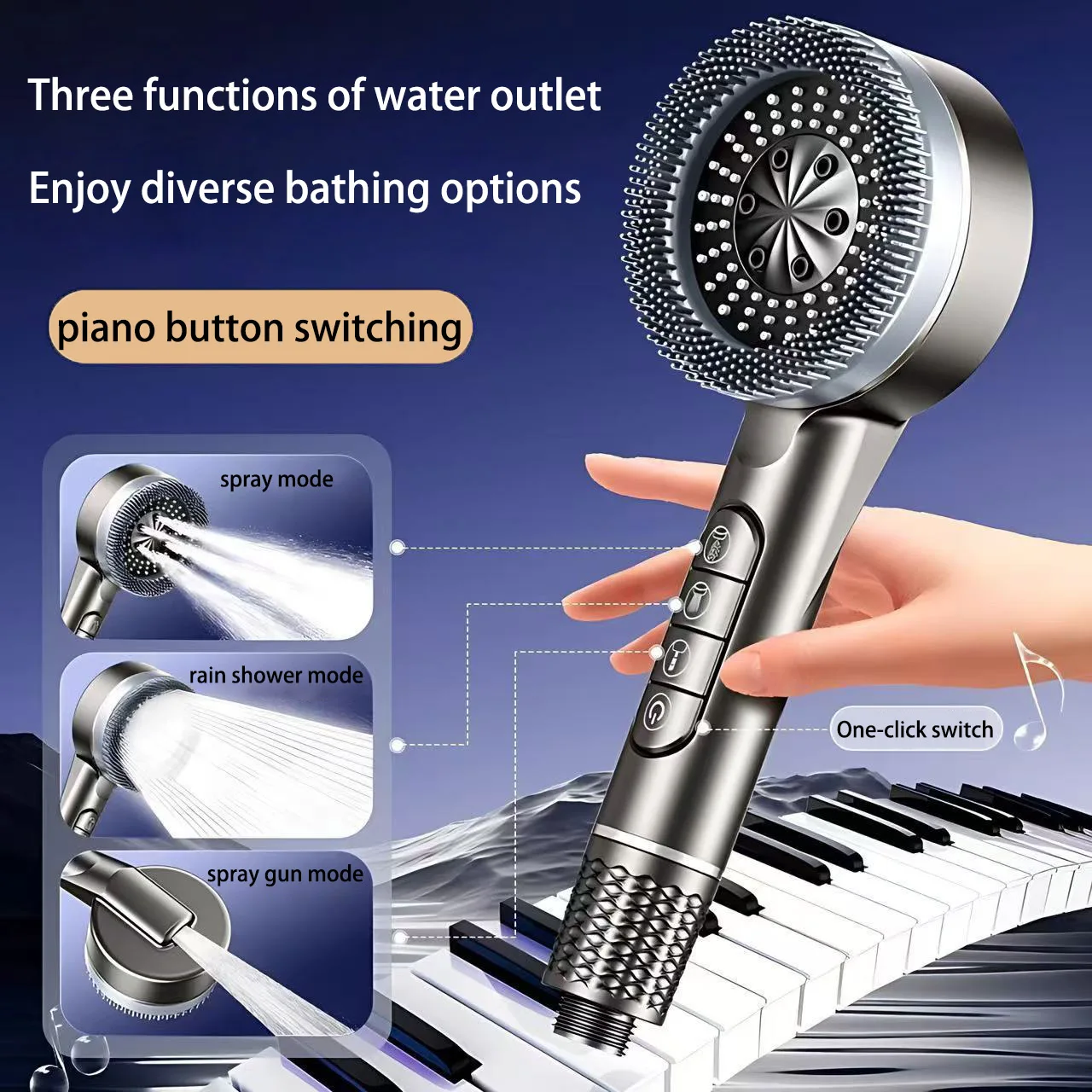 

Handheld Shower Head Bracket Set Four-speed Adjustment Shower Booster Shower Head Bathroom Household Water Heater Bath
