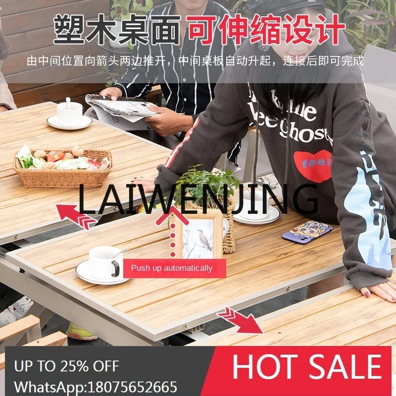 RWJ في الهواء الطلق فناء الحديد الشمال بسيط الترفيه في الهواء الطلق قابل للسحب طاولة طويلة