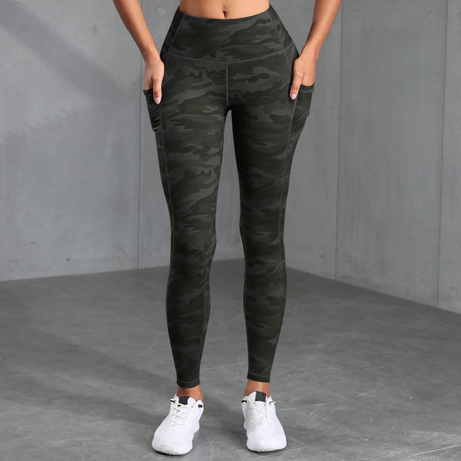 

Camouflage Print Women High Waisted Pocket Pants Sports Suitable For Running, Fitness, Yoga, Outdoor, Squat-Proof Leggings
