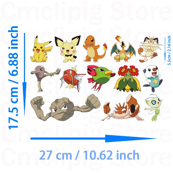 Kawaii Small size Pikachu Clothing patches self-adhesive thermo-stickers for children DIY Sewing stripes appliques