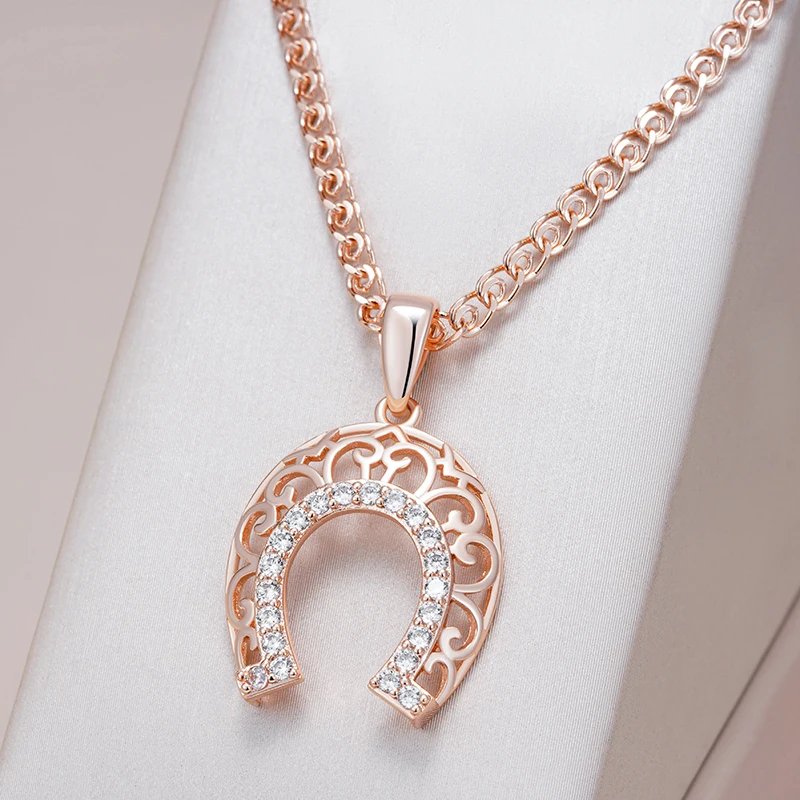 Kienl Hot 585 Rose Gold Color Long Pendant Necklace for Women Crystal Flower Natural Zircon Accessories Daily Vintage Jewelry