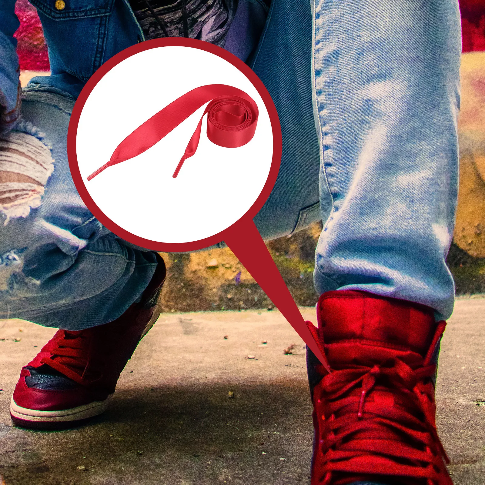 

6Pairs Colorful Satin Shoelaces Flat Tip Easy Insert Design Chic Stylish Shoe Ties for Sneakers Boots Casual Footwear