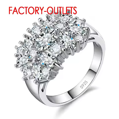 Genuine 925 Sterling Silver Engagement Ring Fashion Jewelry Trendy Style Cubic Zirconia Prong Setting Women Girls Wholesale