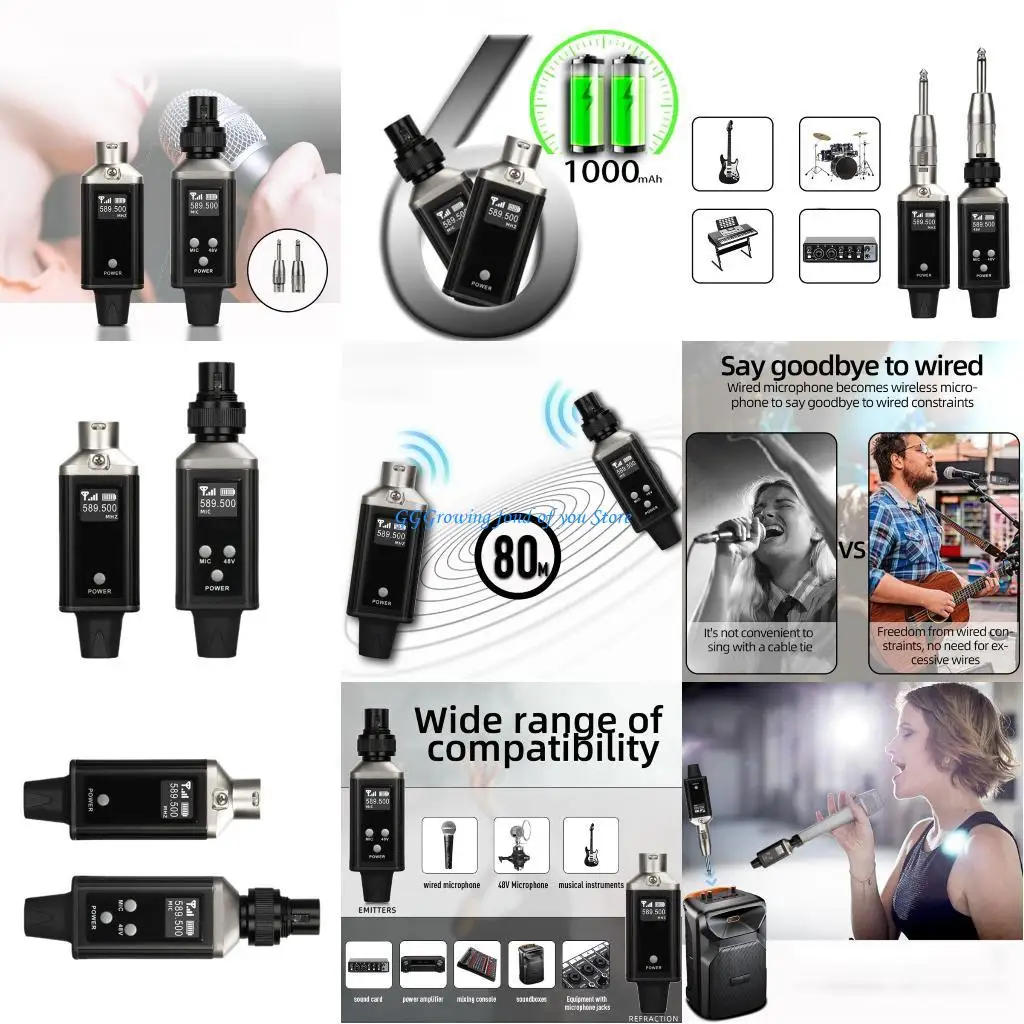 

H9EB Wireless Mic Transmitter Receiver Reliable Performances, Wide Compatibility