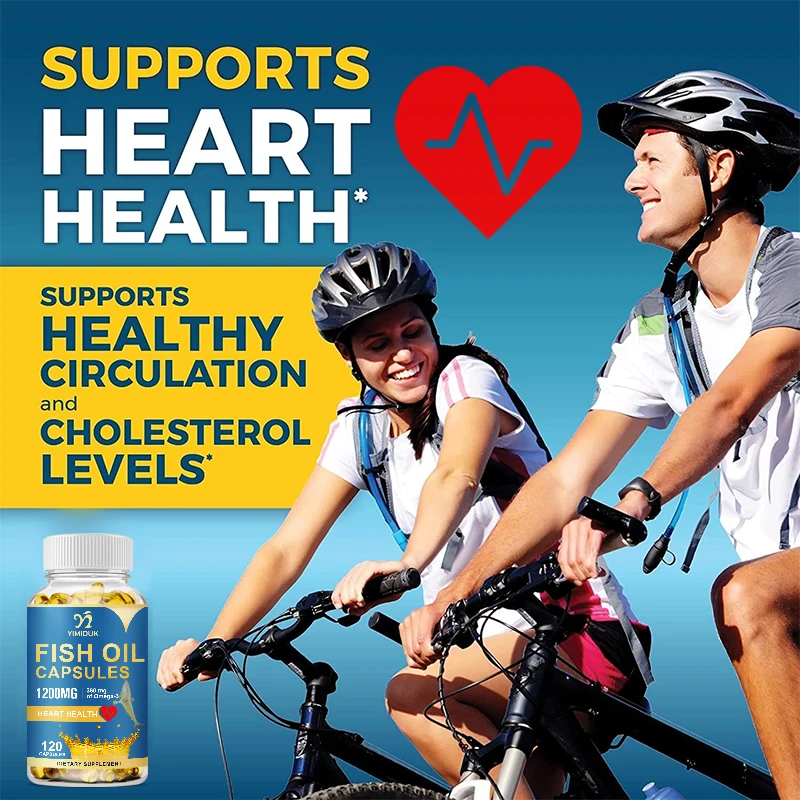 Fish Oil 1200 mg Capsules, Omega 3 Supplements, for Healthy Heart Support, Omega 3 Supplement with 120 Softgels