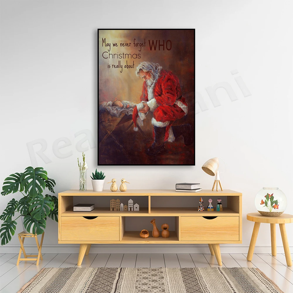 May we never forget whose Christmas is really about posters, nativity scene wall art, santa art, baby jesus decoration