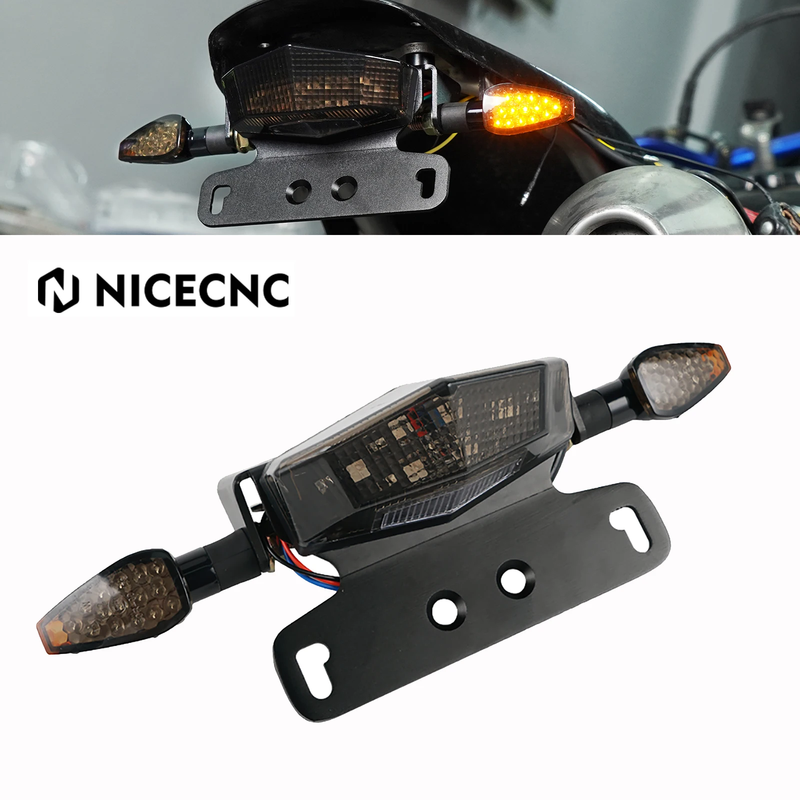 NICECNC For SUZUKI DRZ 400 SM DR-Z400SM 05-24 DR-Z400S 00-24 LED Rear Stop Brake Lamp License Plate Light Turn Signal Indicators