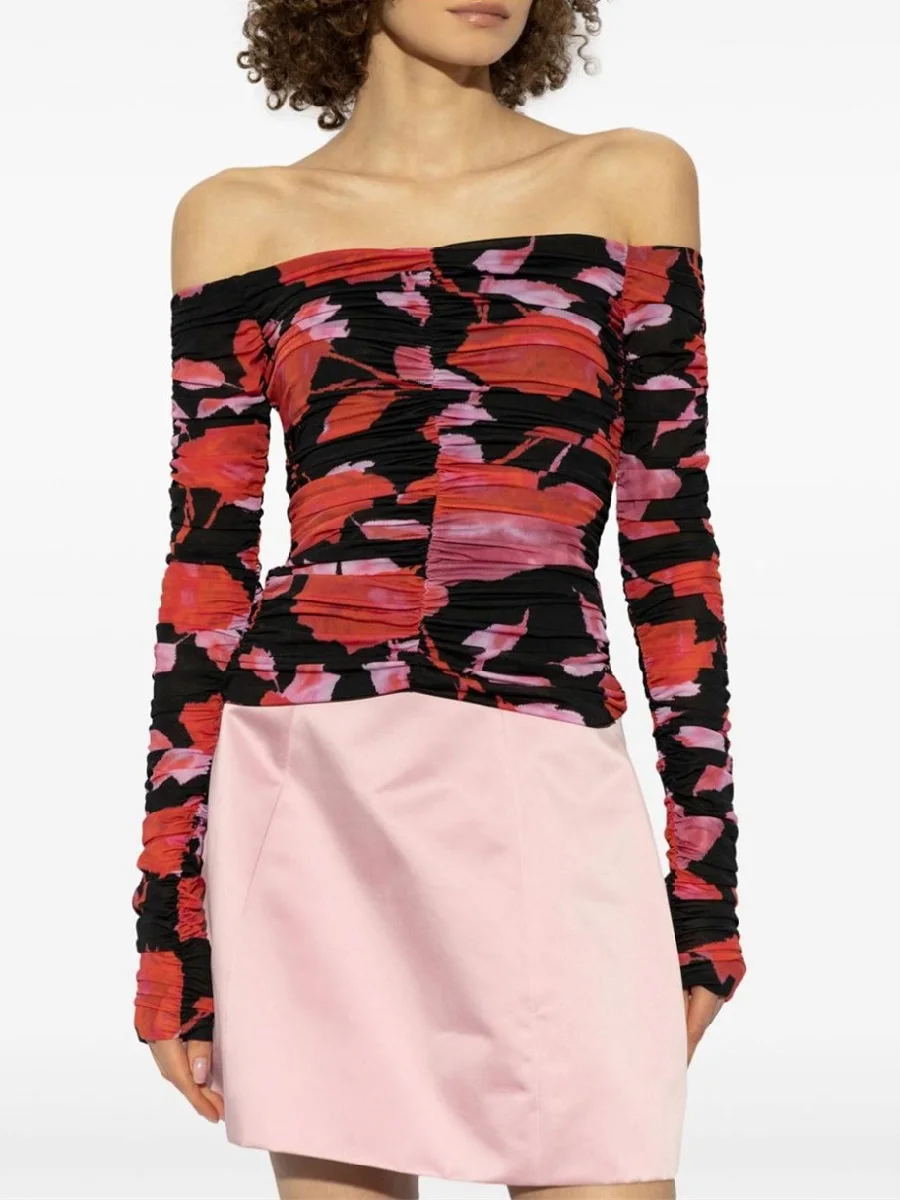 

2025 Women's Fashion T-shirt Shirt Mesh Print Corset Sexy Women's Top Tube Top y2k New Fashion High Quality Versatile Pullover