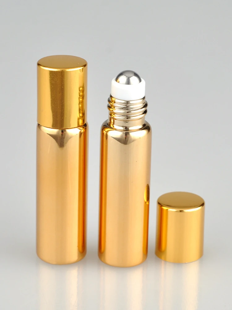 Bouteille d'huile essentielle de 5/10ml, 3-5 pièces, bouteille à bille en acier inoxydable, masseur, conteneurs rechargeables, parfum, crème pour les yeux