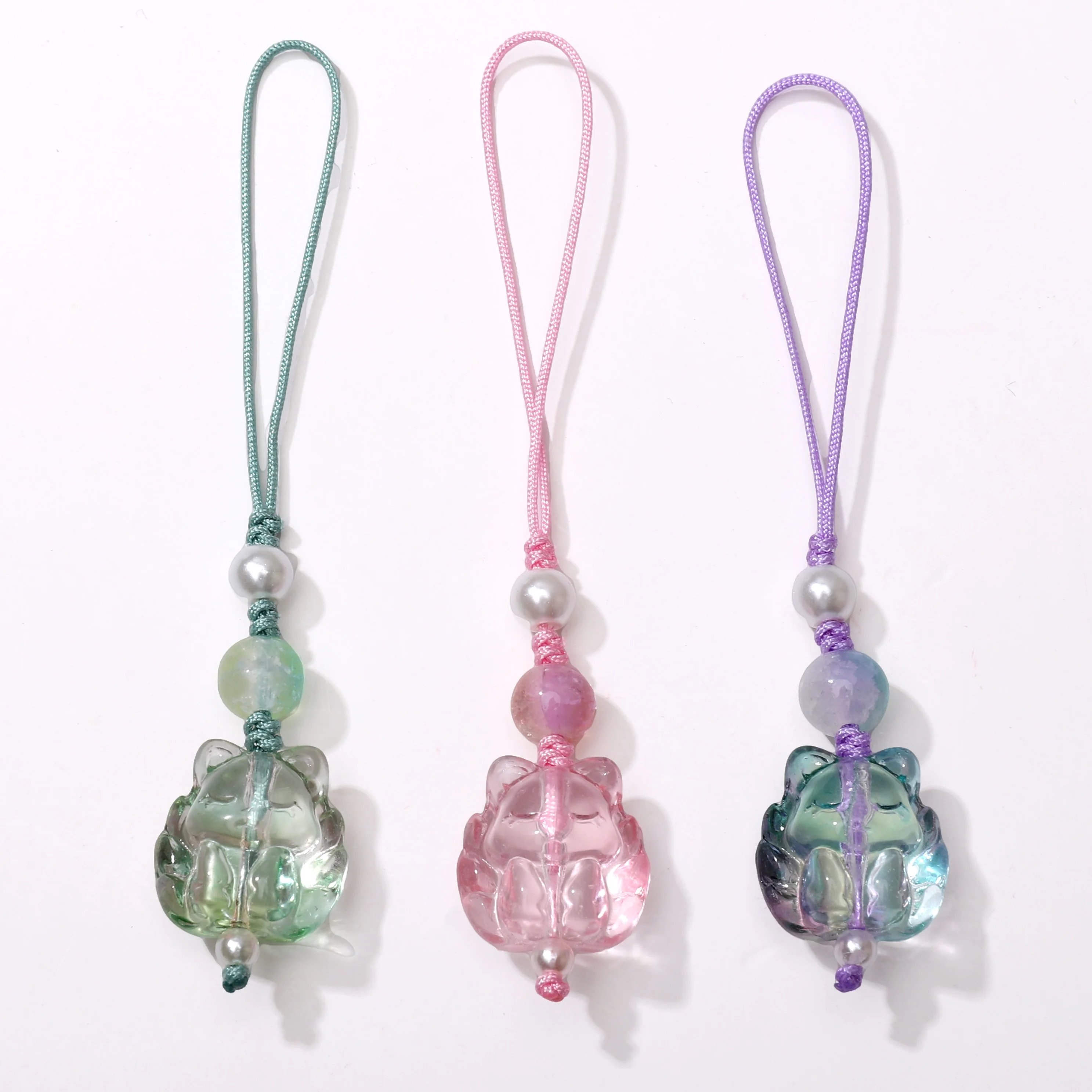 

5pcs Transparent Glass Nine-Tailed Fox-Shaped Loose Beads DIY Jewelry Making Accessories For Bracelets Phone Chains Pendants