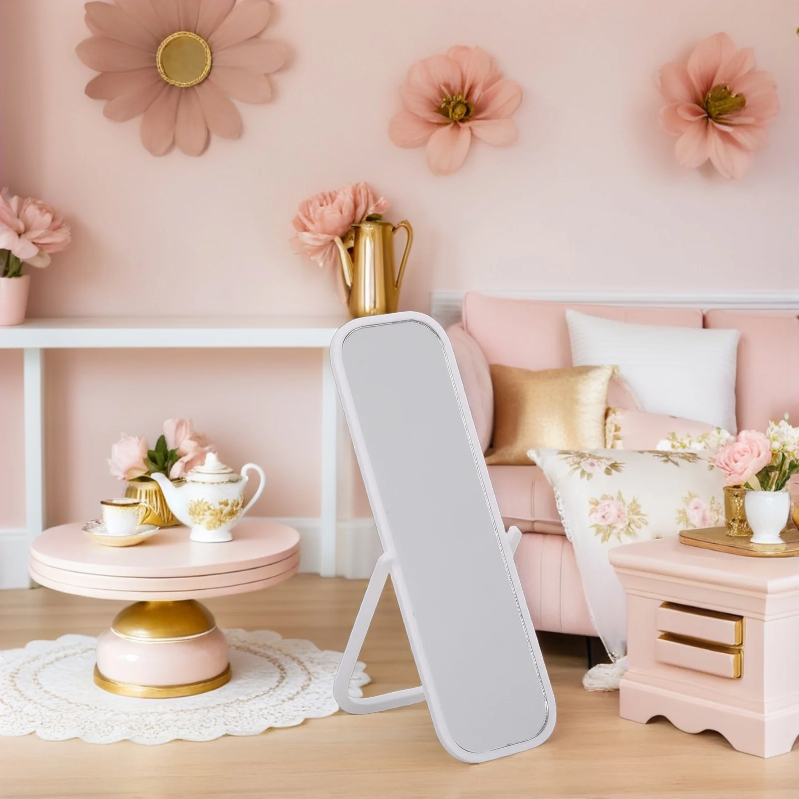 

1:12 Scale Dollhouse Dressing Mirror Full Length Miniature Floor Standing Mirror for Bedroom Living Room DIY Craft Furniture