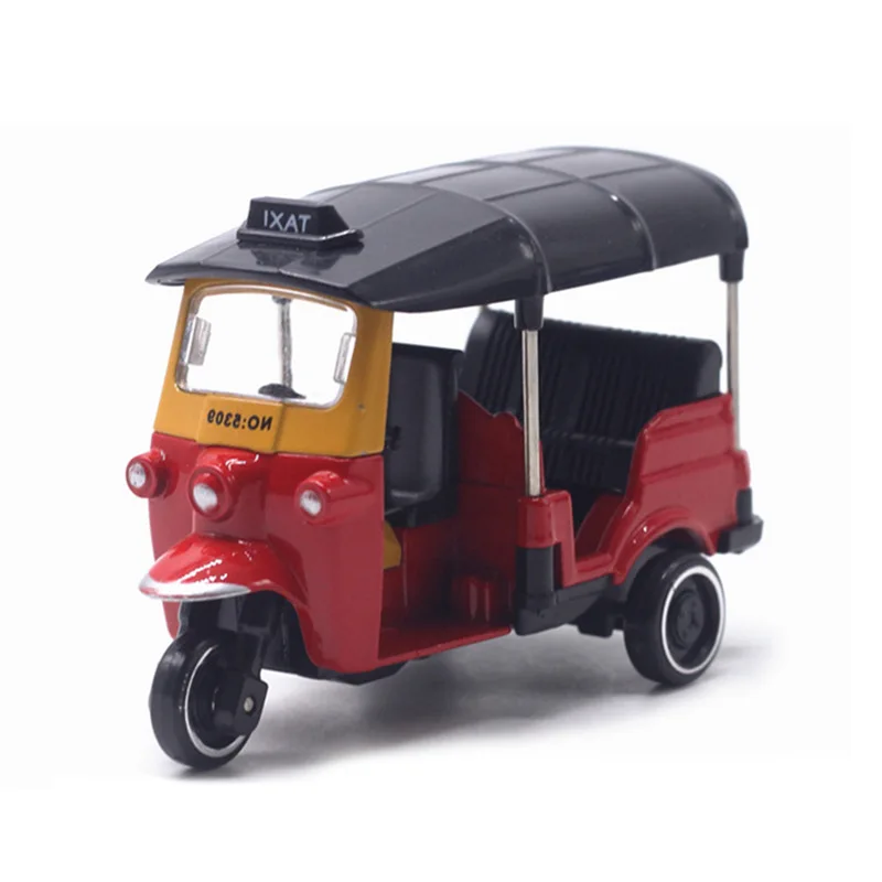 1:43 Scale Metal Alloy Classic Tuk Tuk Taxi Bangkok India Tricycle Taxi Car Model Toy Diecast Vehicles Display Souvenirs Gifts