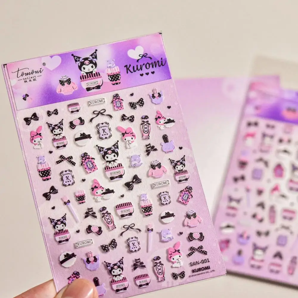 1 sheet Sanrio New 3D Relief Nail Art Stickers Nail Decals for Manicure fashion Design DIY Happy Accessories