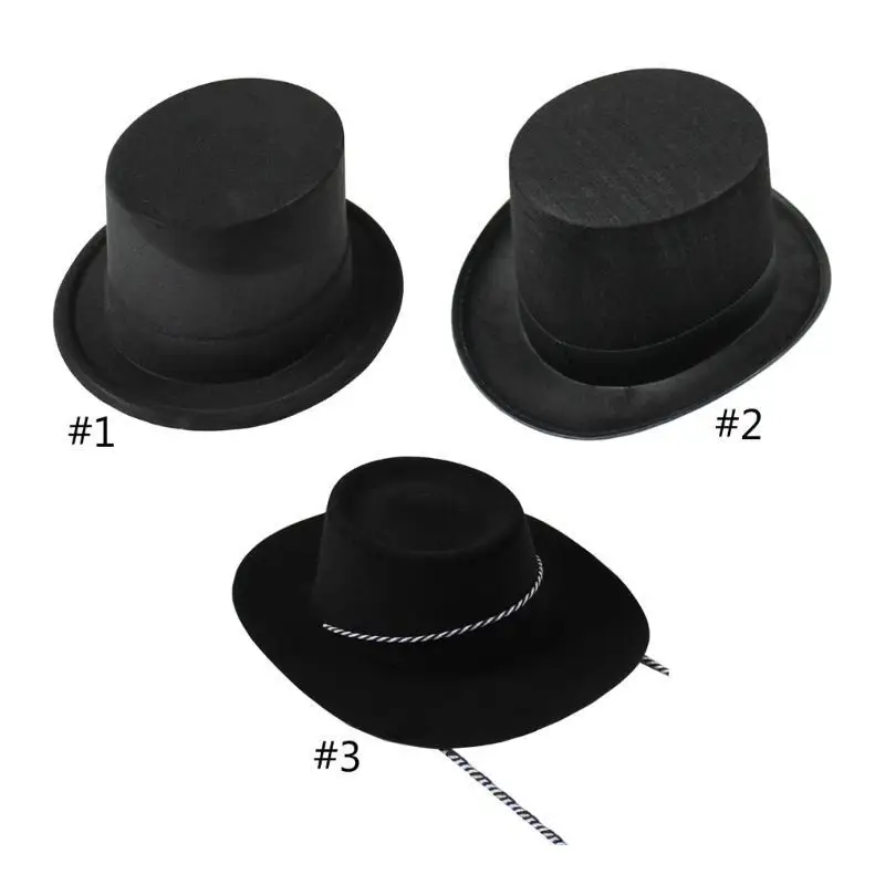 P9FE Roll Trim Zylinder Erwachsene Bühnenauftritte Dress Up Flat Top Fedoras – Detail 8